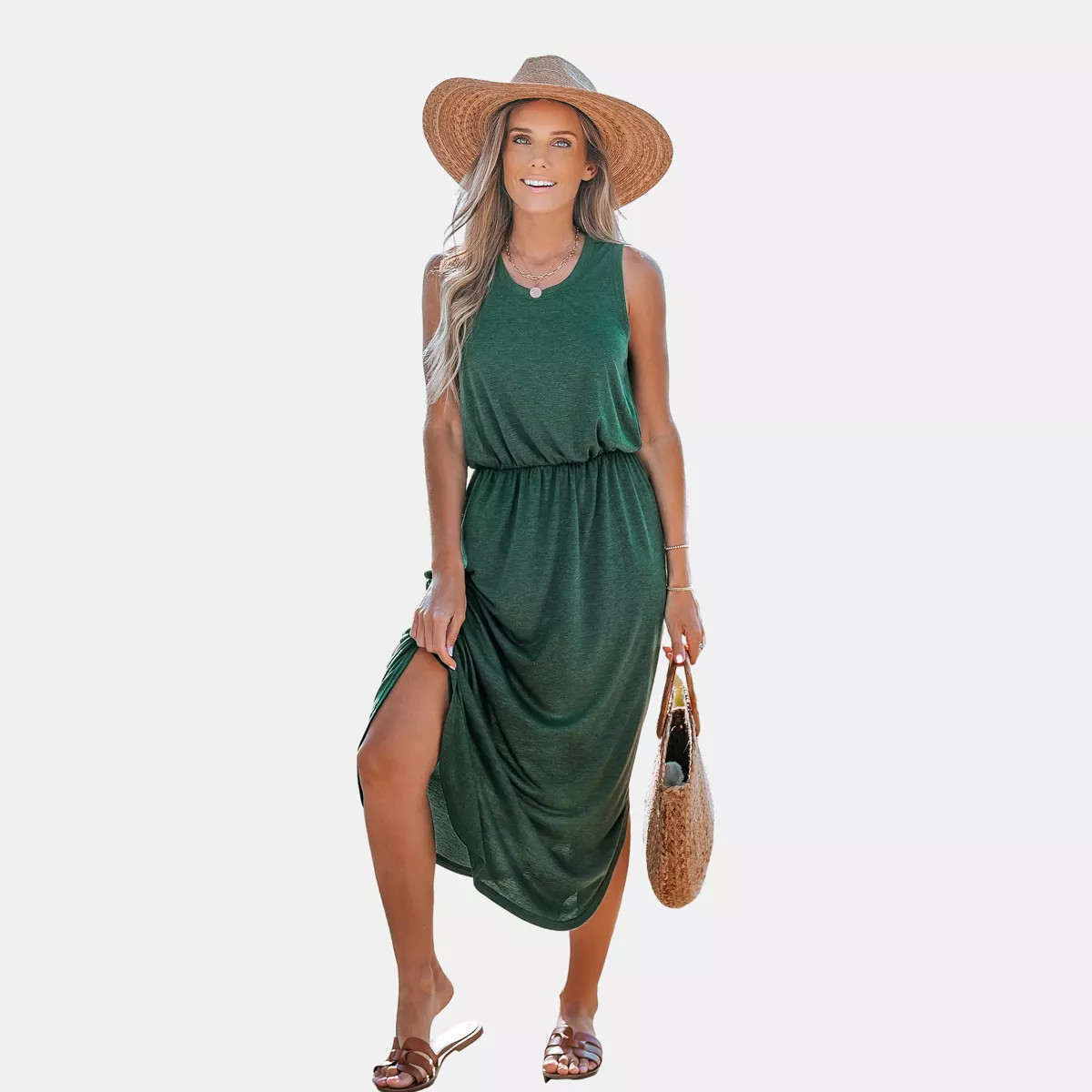 Women's Scoop Neck Side Slit Maxi Dress - Cupshe | Target