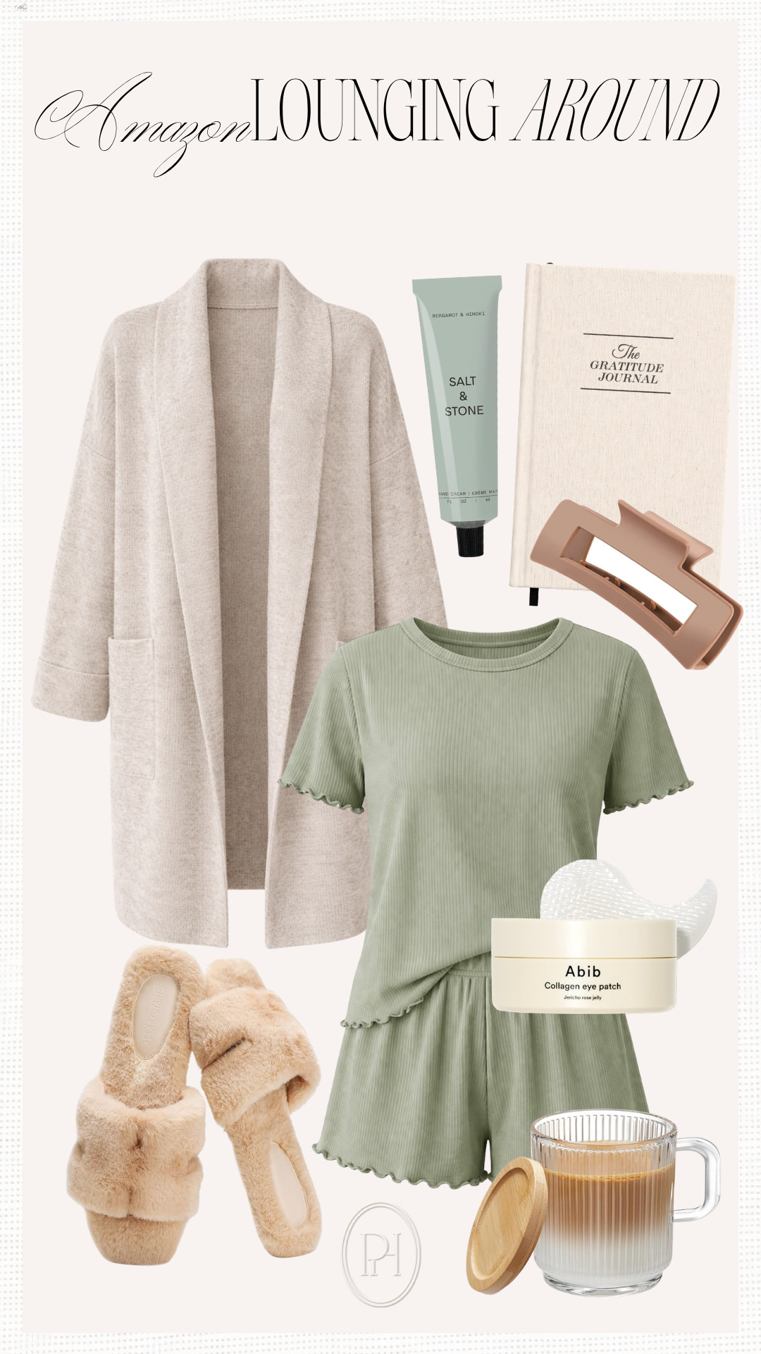 The cutest Amazon finds for lounging around the home!

light green pajamas, spring pjs, summer pjs, short sleeve pajamas, spring pajamas, oversized cardigan, cozy cardigan, fuzzy slippers, open toe slippers, ribbed coffee mugs, clear mug, tea mug, mug with lid, jaw clip, claw clip, journal, hand cream, under eye patches, beauty routine, matching set 

 #LTKgrwm #LTKmorningroutine #LTKselfcare