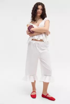 Damson Madder Harling Long Bloomers - White UK 10 at Urban Outfitters | Urban Outfitters UK