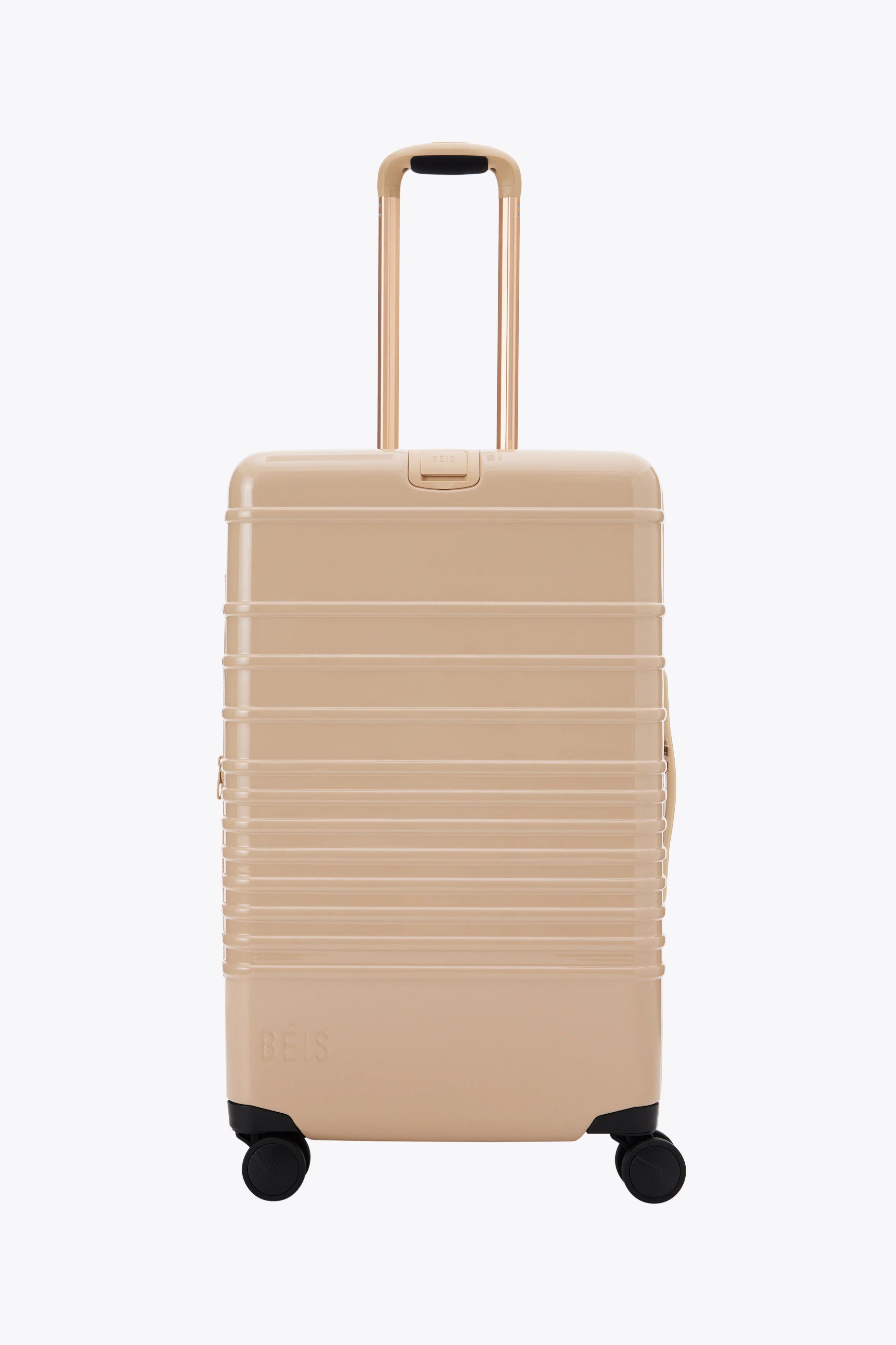 THE MEDIUM CHECK-IN ROLLER IN GLOSSY BEIGE | BÉIS Travel