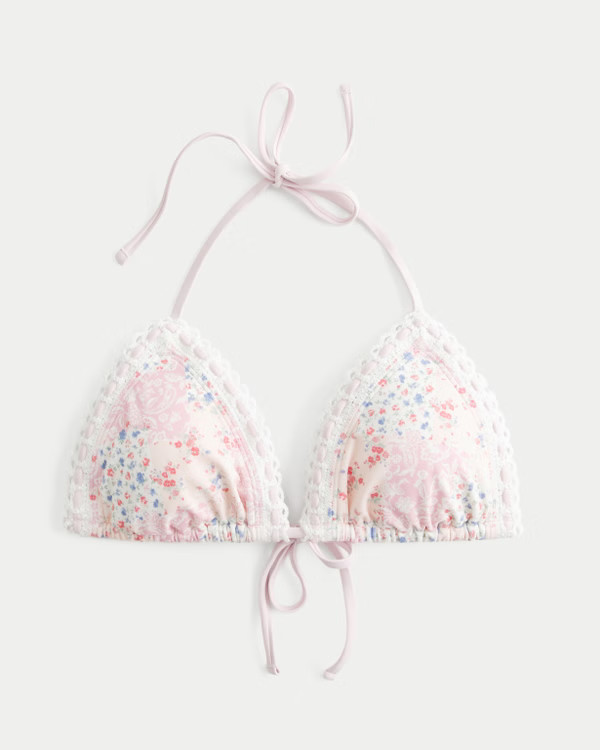 Crochet-Style Mixed Triangle Bikini Top | Hollister (US)