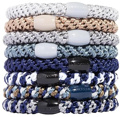 L. Erickson Grab & Go Pony - Indigo Blues - 8 Pack Ponytail Holder Hair Ties - Blue, Navy Mix | Amazon (US)