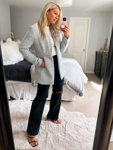 The cutest tailored jacket on the LTK sale from Vici. Fits tts and comes in a darker black / grey combo 
Amazon heels under $50 (tts and comfortable) 

#LTKstyletip #LTKSale #LTKover40