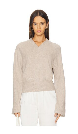 Premium Cashmere Raglan V Neck in Oat | Revolve Clothing (Global)