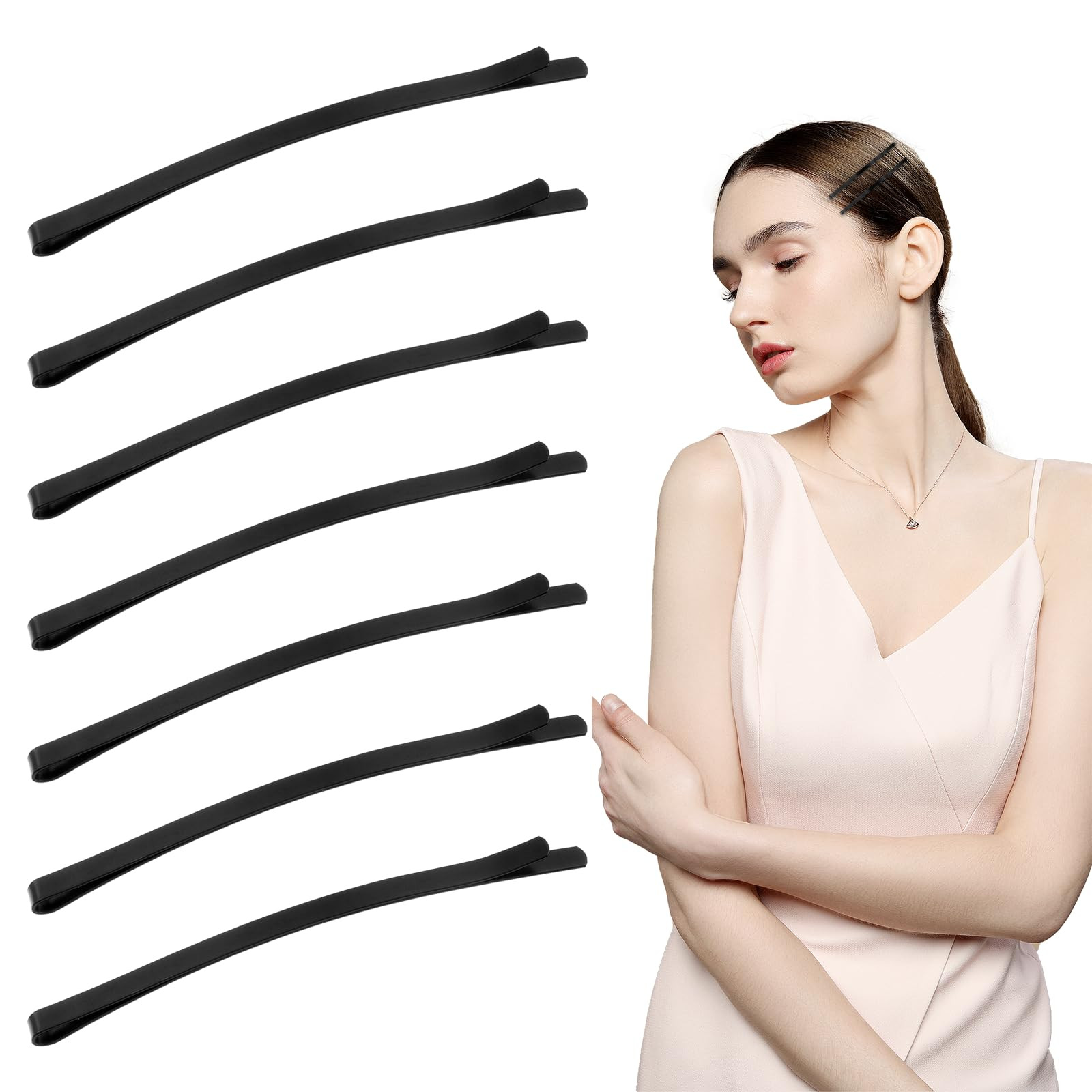 50 Black Jumbo Bobby Pins, 3.3 Inch Curved Jumbo Bobby Pins, Metal Hair Clips Hair Pin, Hair Clip... | Amazon (US)