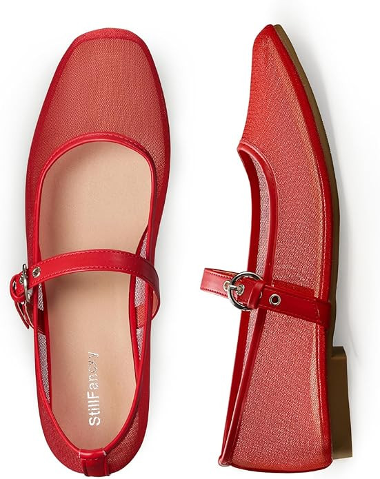 Leopard Flats for Women Mesh Ballet Flats Mary Jane Animal Print Shoes Slip On Casual Breathable ... | Amazon (US)