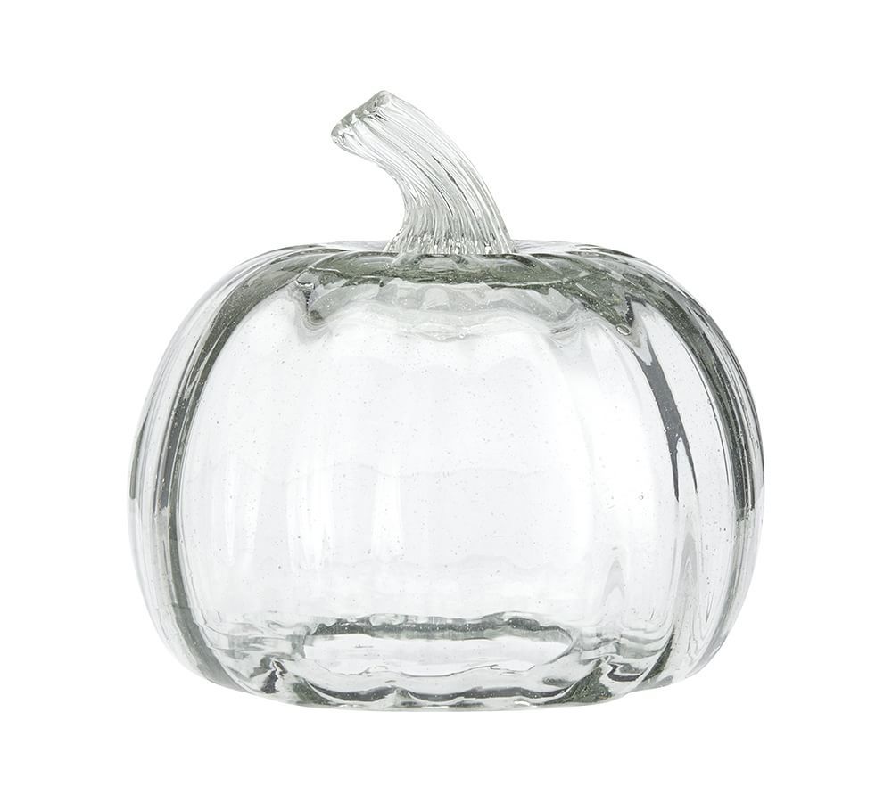 Recycled Glass Pumpkin Cloche, Clear, Small, 4 x 5.5&amp;quot; | Pottery Barn (US)