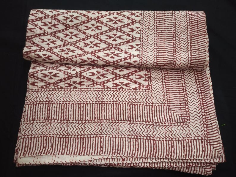 New Kantha Blanket Hand Block Print Kantha Bedspread Kantha | Etsy | Etsy (US)