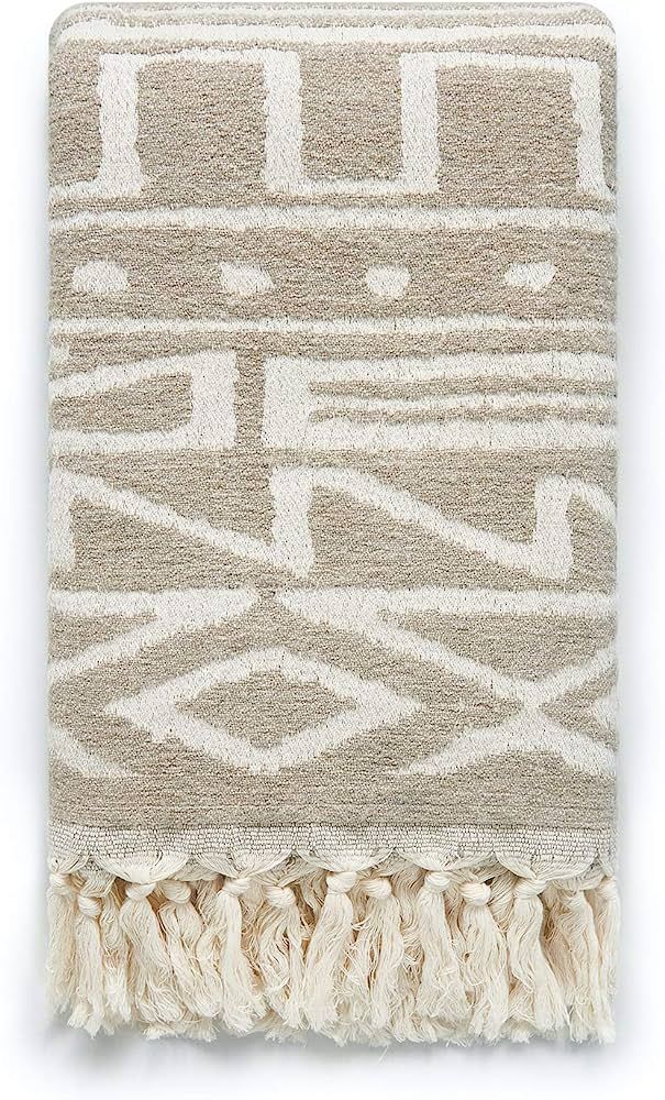 Hofdeco Modern Boho Decorative Throw Blanket with Fringe for Couch Sofa, Cozy Woven Knit, Khaki B... | Amazon (US)
