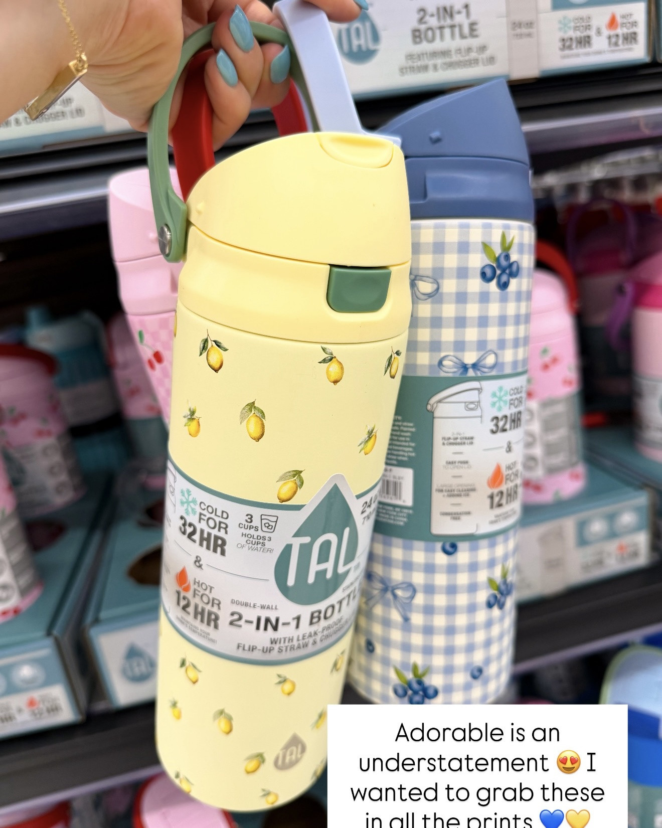 💙🍋 Walmart just dropped the cutest summer water bottles and I’m officially obsessed! 🍒🎀

If you’re a sucker for pretty prints like I am, run to Walmart because these new 24oz TAL 2-in-1 water bottles are adorable. From lemons and cherries to bows, florals, gingham, and stripes, every single print looks straight out of a boutique gift shop. 😍

Not only are they cute, but they’re functional too—leak-proof, insulated, and perfect for keeping drinks cold during summer errands, pool days, beach trips, road trips, and everyday mom life. The hardest part is choosing just one! 🤭

I may have needed the lemon print, but that blue gingham bow design is calling my name too. Which one would you grab? 💙🍋🍒🎀

#WalmartFinds #WalmartHome #WalmartSummer #WalmartMustHaves #TALWaterBottle #WaterBottleObsessed #SummerEssentials #SummerFinds #WalmartDeals #AffordableFinds #GinghamLove #BowTrend #CherryPrint #LemonPrint #CuteFinds #HydrationGoals #InsulatedWaterBottle #WalmartHaul #SummerFavorites #EverydayEssentials #TargetStyleVibes #CoastalStyle #PreppyStyle #GiftIdeas #MomLifeFinds

#LTKootd #LTKHome #LTKActive