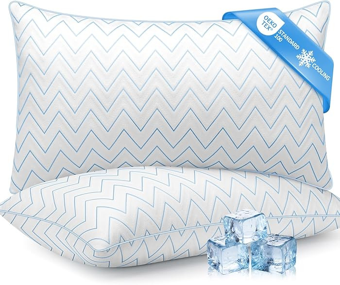 Pillows Queen Size Set of 2, Cooling Bed Pillows for Sleeping, Breathable Down Alternative Microf... | Amazon (US)