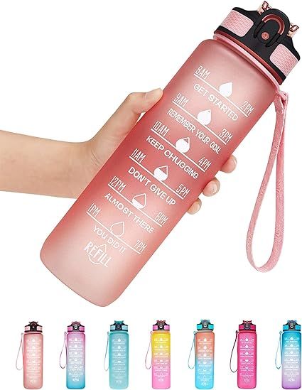 Venture Pal 32oz Motivational Fitness Sports Water Bottle with Time Marker & Straw, Large Wide Mo... | Amazon (CA)