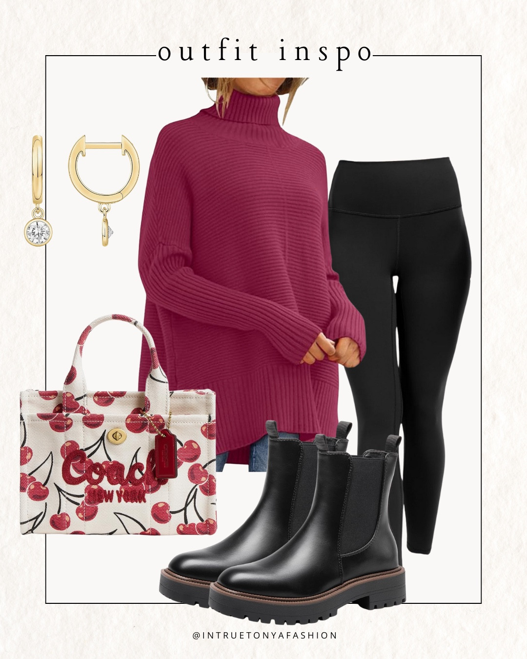 Valentine’s Day outfit from amazon — dark pink oversized sweater, leggings, cherry tote bag, gold earrings, and Chelsea boots






 casual winter outfits | winter fashion | size 4-6 | cold weather outfits | winter outfit ideas | layering outfit for the cold| winter fashion 2026 | outfit inspo | outfit ideas | winter outfits amazon  |  Amazon outfits every day 

#LTKootd #LTKSaleAlert #LTKFindsUnder50