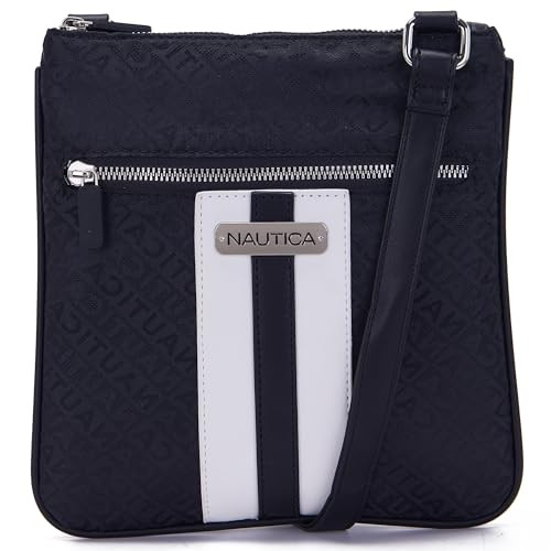 Nautica Lakeside Signature Jaquard North South Crossbody Bag, Black | Amazon (US)