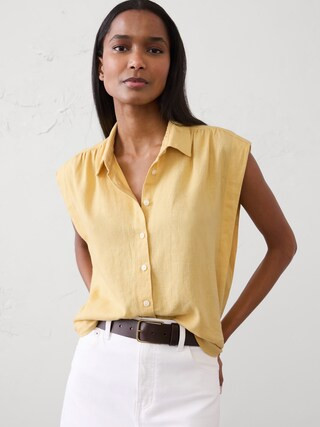 Linen-Blend Pleated Shirt | Banana Republic Factory