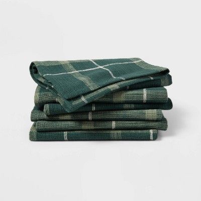 6pk Cotton Plaid Napkins Green - Threshold™ | Target