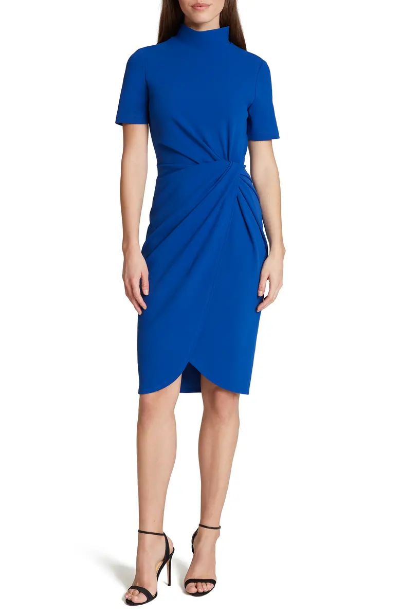 Mock Neck Stretch Crepe Sheath Dress | Nordstrom