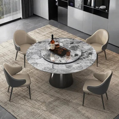 Simple Modern Luxury Stone Round Dining Table Set | Wayfair North America