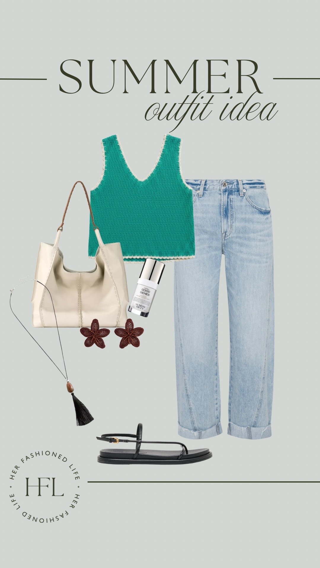 Summer Outfit Idea ☀️
Use my pistola code: Tammy15 for 15% off! 

#ZSuzpply #PistolaDenim #BelkBag #DolceVita #Sandals #Jeans #Earrings #AffordableJewelry #Sephora