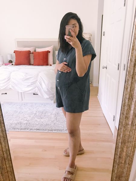 This maternity romper is so comfortable. It’s from my favorites maternity brand, Hatch. Pre-pregnancy I’m a size small- so I recommend getting a size 1. Currently 25 weeks pregnant. 
These chunky sandals are so comfortable and they’re under $20!!! My favorite amazon find! 
Maternity clothes, bump-friendly 


#LTKunder50 #LTKbump #LTKstyletip