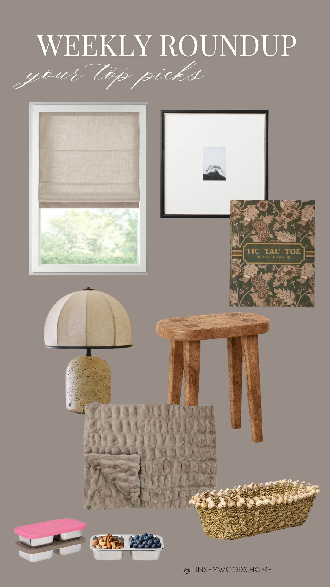 Follower favorites from last week including my front door roman shade, the cutest Walmart lamp and tic tac toe book/set, my go-to accent stool, amazon stainless steel snack containers and a few target accents! 

 #LTKHome