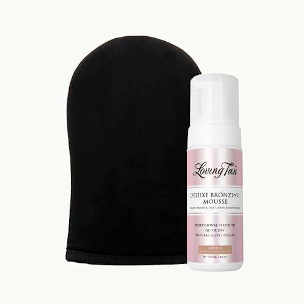 Loving Tan Deluxe Bronzing Mousse, Medium + Deluxe Applicator Mitt - Streak Free, Natural looking... | Amazon (US)
