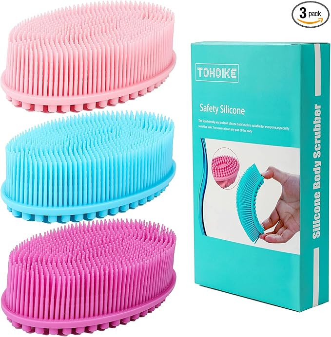 TDHDIKE Silicone Body Scrubber Loofah - Set of 3 Soft Exfoliating Body Bath Shower Scrubber Loofs... | Amazon (US)