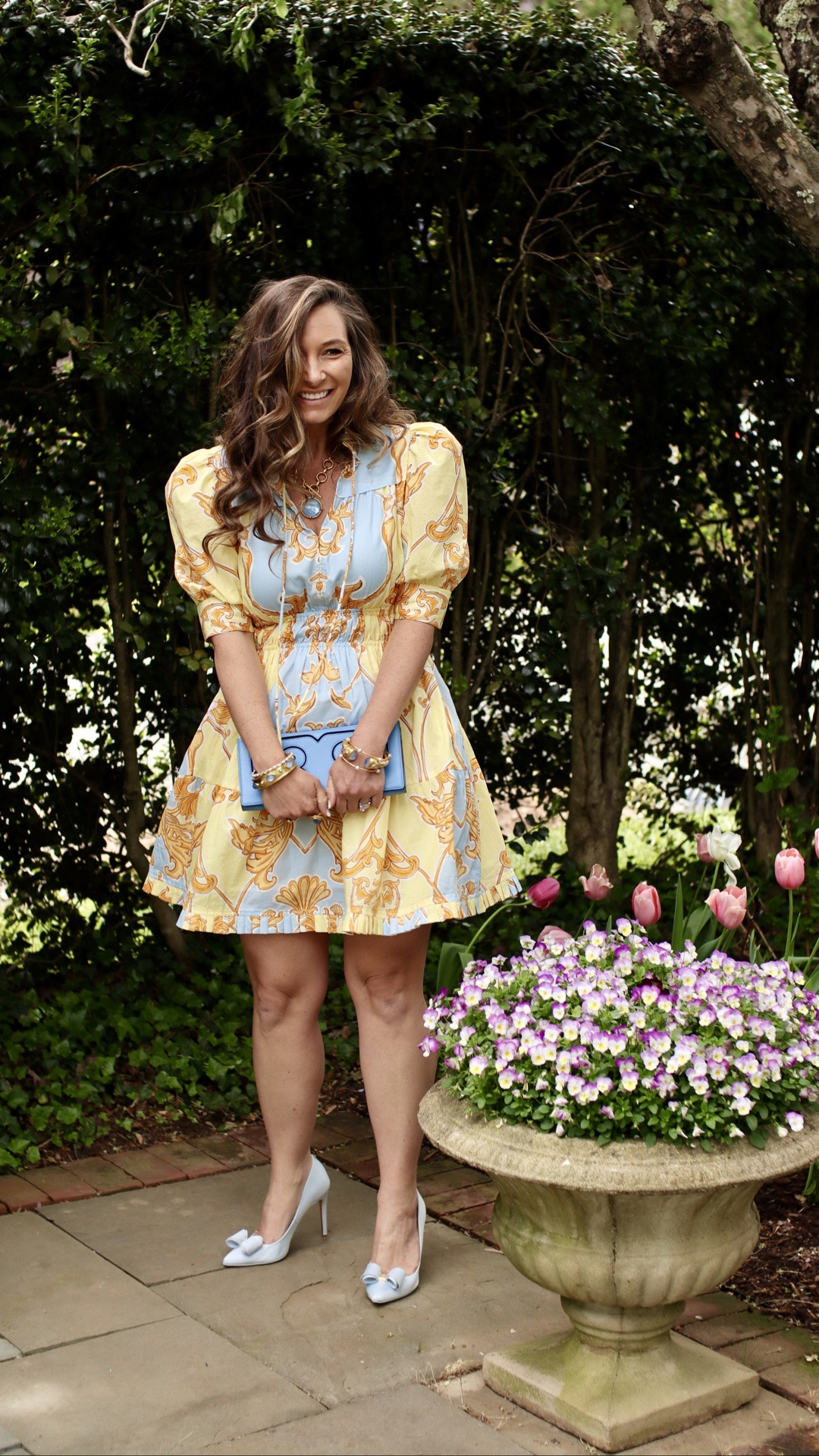 Meet Beyond by Vera‘s Alice dress in this beautiful butter, yellow and pale blue combination in a Baroque inspired print. This lovely mini dress is romantic, girly fun, flirty, and perfect for spring and summer events activities in enjoying days under the sun.

#LTKootd #LTKSeasonal