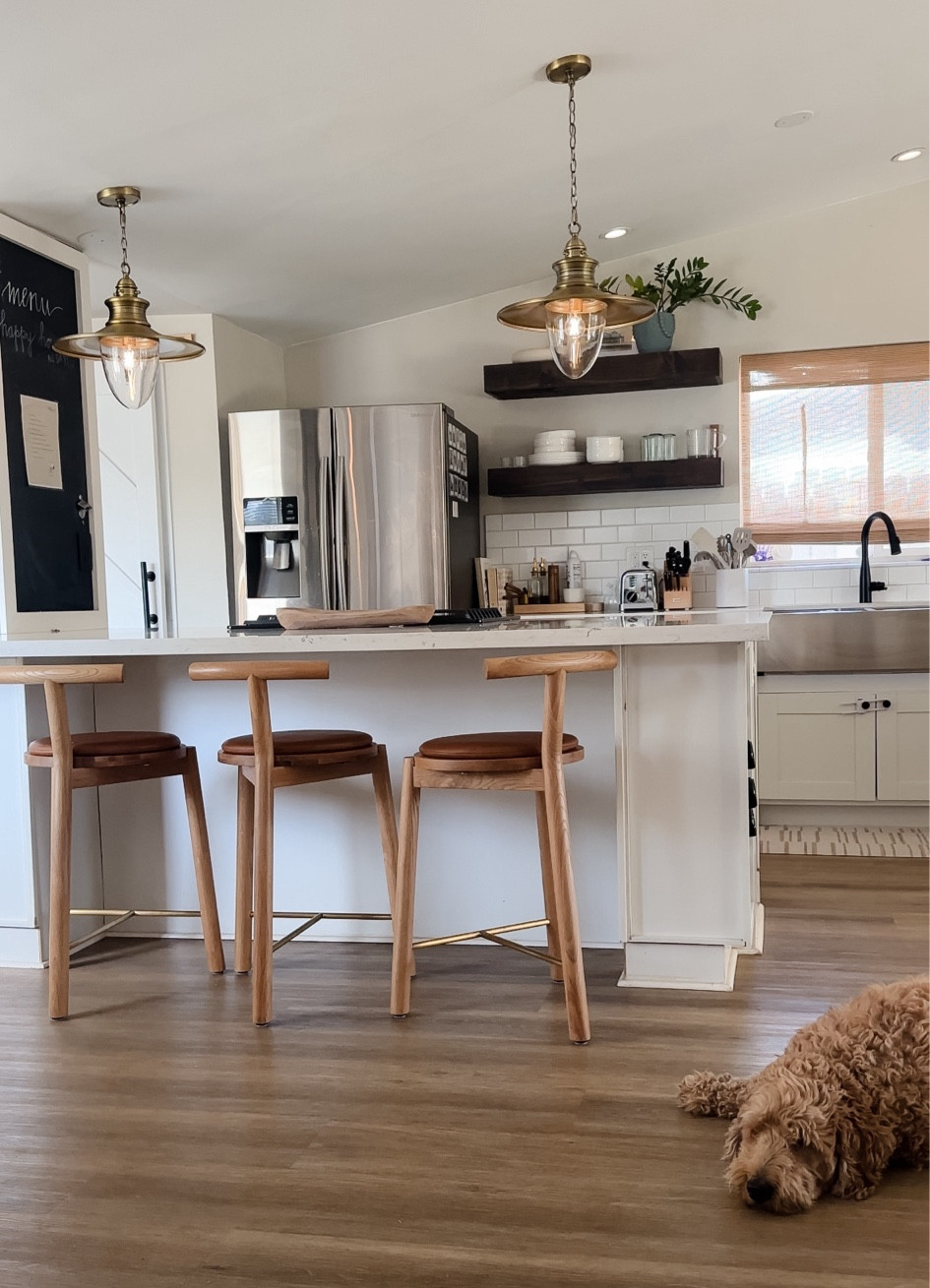 Organic modern coastal kitchen pendants and barstools 

#LTKhome