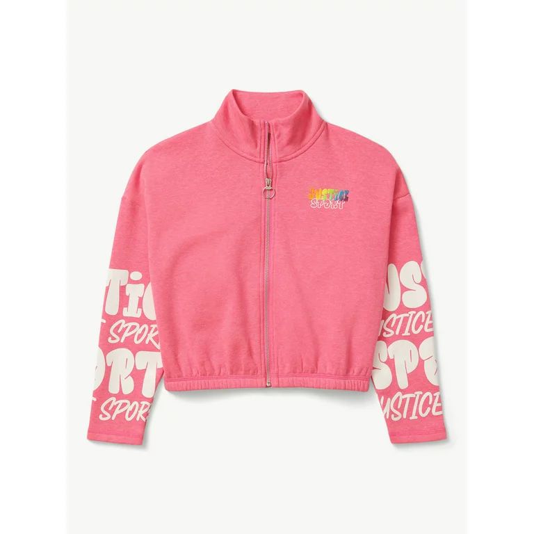 Justice Girls J-Sport Active Full Zip Mock Neck Sweater, Sizes XS-XLP | Walmart (US)