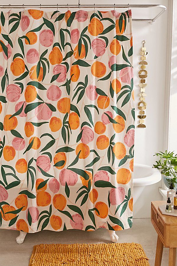 Allover Fruits Shower Curtain - Orange at Urban Outfitters | Urban Outfitters (US and RoW)