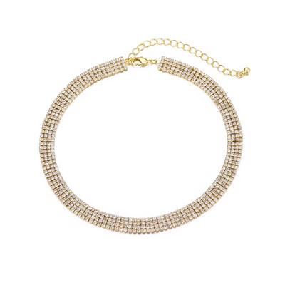 Adornia 14k Gold Plated Adjustable Crystal Choker Necklace | Target
