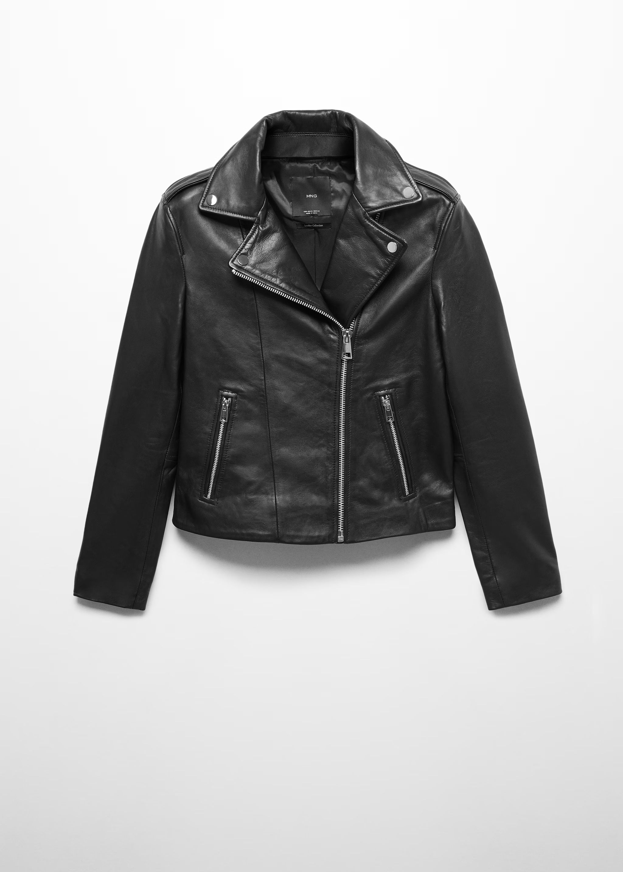 Leather biker jacket - Woman | MANGO USA | MANGO (US)