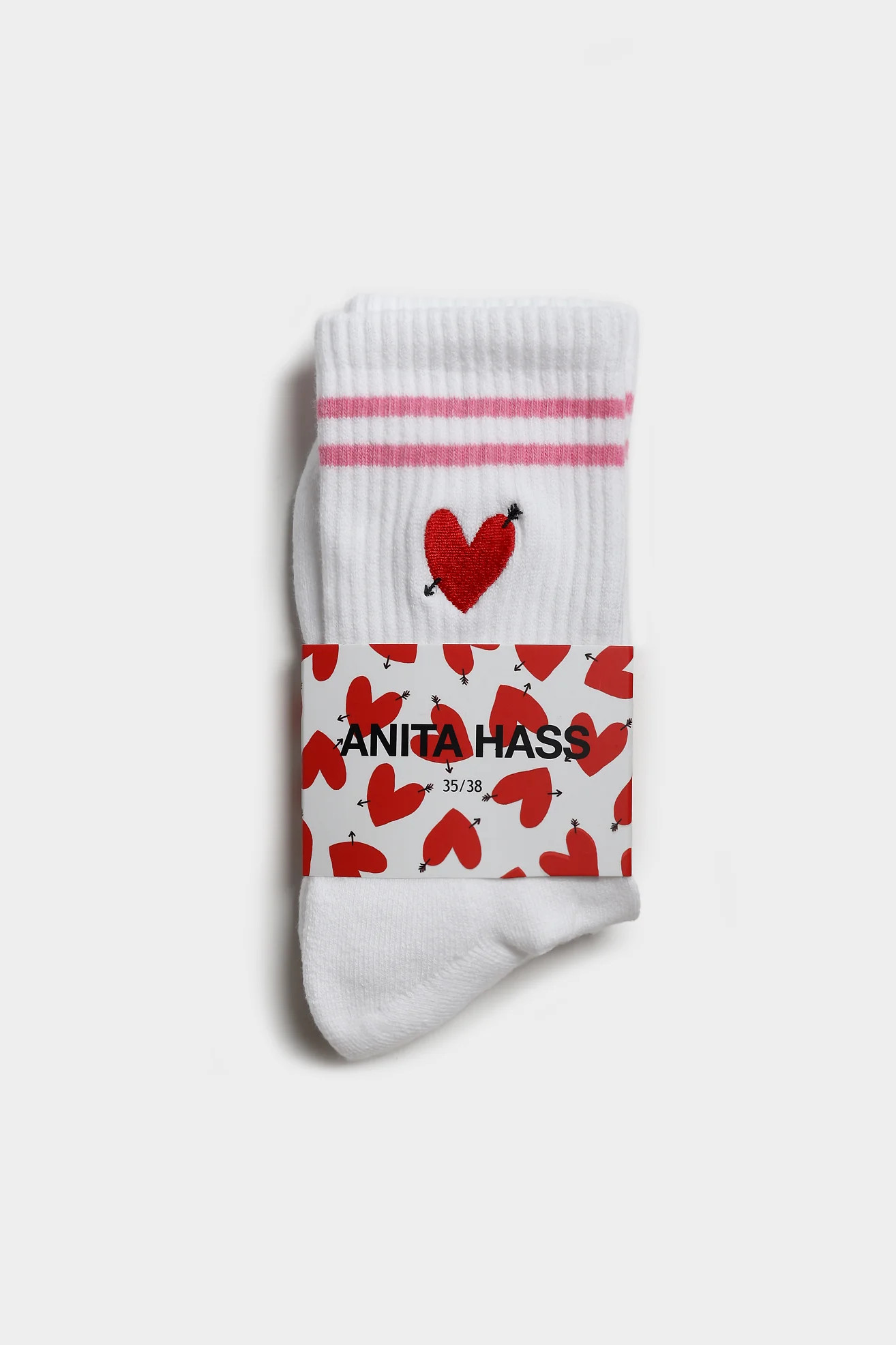 Sportsocken 'Heart' in Weiß/Pink | ANITA HASS