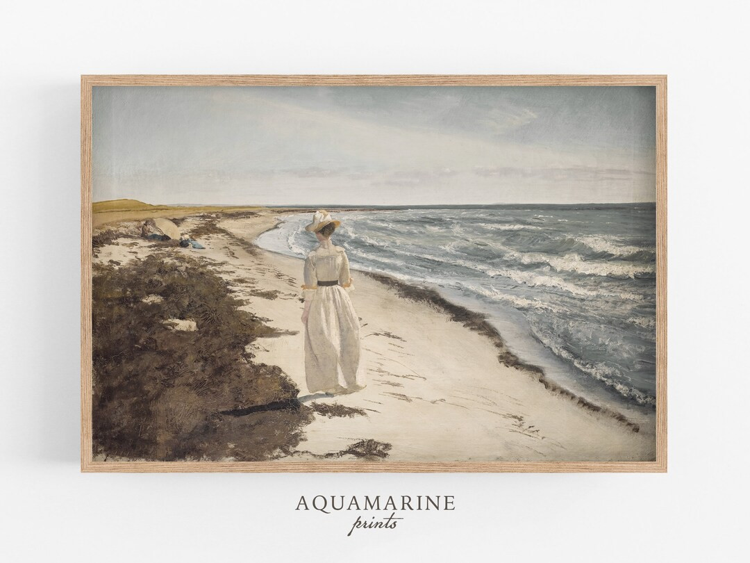 Beach Painting, Vintage Beach Print, Vintage Landscape Wall Art, Neutral Coastal Decor, Summer Co... | Etsy (US)