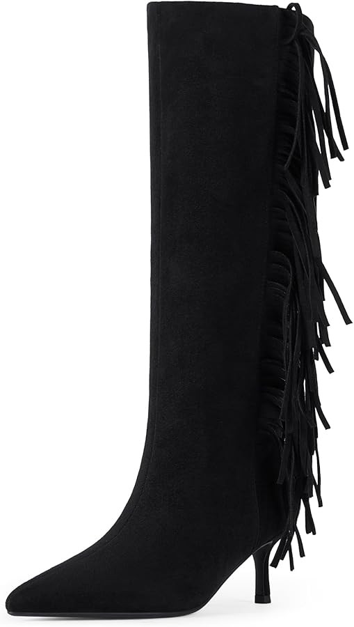 Modatope Knee High Boots Women Kitten Heels Tall Boots Pointed Toe Long Boot for Women | Amazon (US)