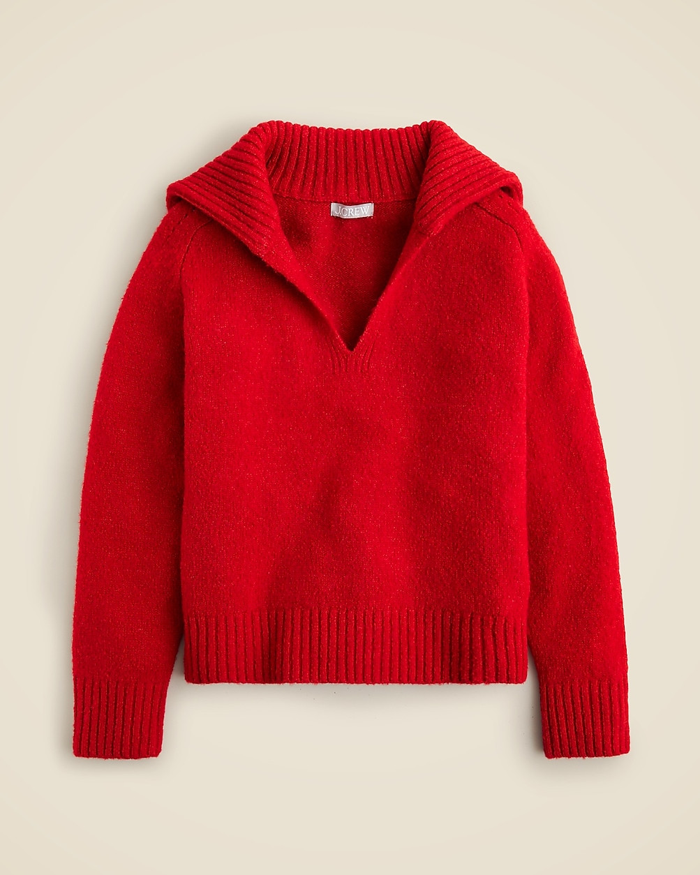 Johnny-collar sweater with ribbed trim | J. Crew US