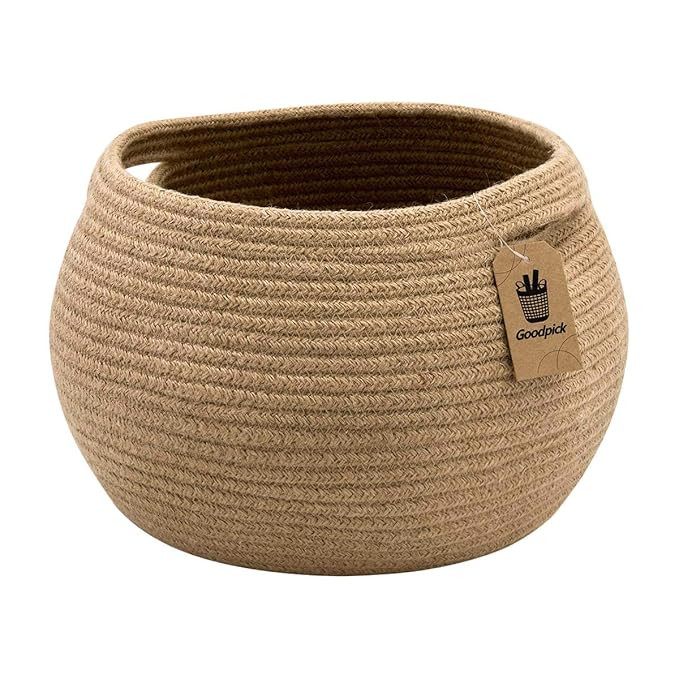 Goodpick Cute Round Basket - Cotton Rope Jute Baskets in Living Room Woven Towel Basket Bedroom S... | Amazon (US)