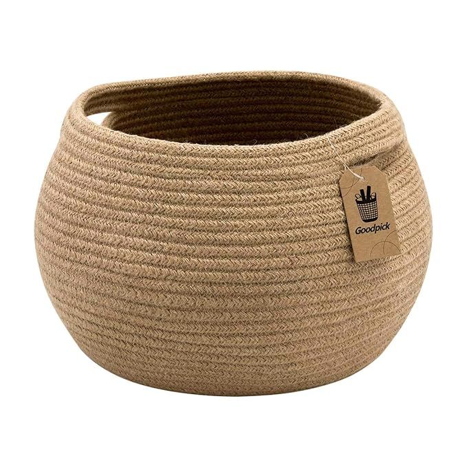 Goodpick Cute Round Basket - Cotton Rope Jute Baskets in Living Room Woven Towel Basket Bedroom S... | Amazon (US)