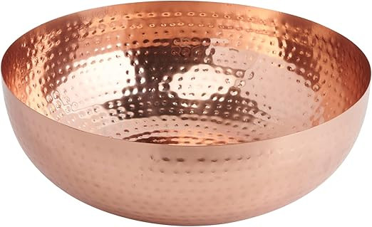 Creative Co-Op Round Hammered Metal Bowl, Copper Finish | Amazon (US)