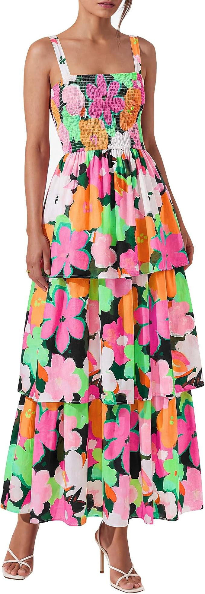BTFBM Spring Dresses for Women 2026 Floral Spaghetti Strap Wedding Guest Dress Maxi Beach Vacatio... | Amazon (US)