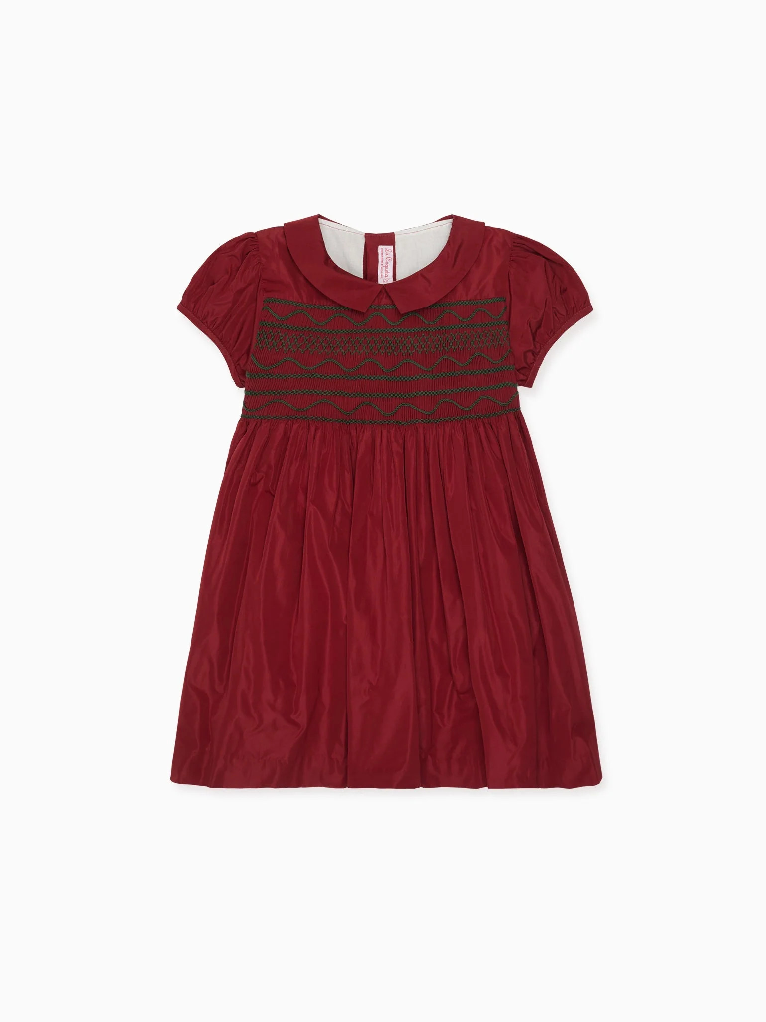 Burgundy Victoria Taffeta Girl Hand-Smocked Dress | La Coqueta (US)