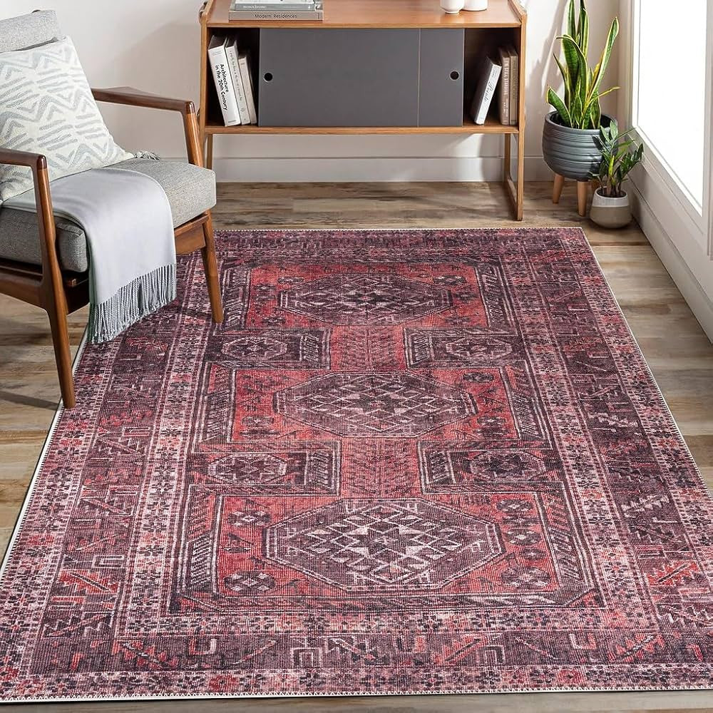 Adiva Rugs Machine Washable 6x9 Area Rug with Non Slip Backing for Living Room, Bedroom, Bathroom... | Amazon (US)