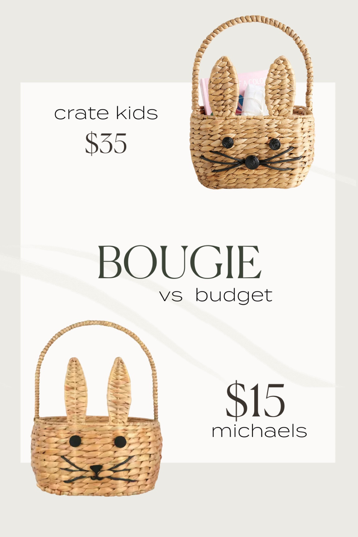 Bunny basket look for less! Sold out online, buy online pickup in store near you! 

#LTKhome #LTKSeasonal
