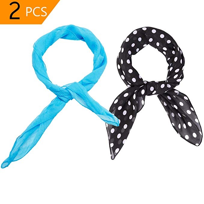 2 PCS 50's Sheer Chiffon Scarf Vintage Style Accessory for 1950s Women & Girls | Amazon (US)