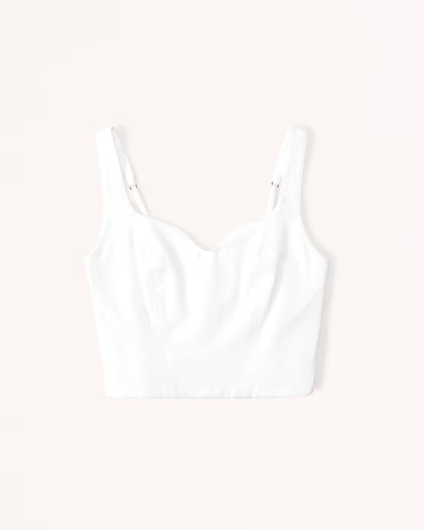 Linen-Blend Notch-Neck Set Top | Abercrombie & Fitch (US)