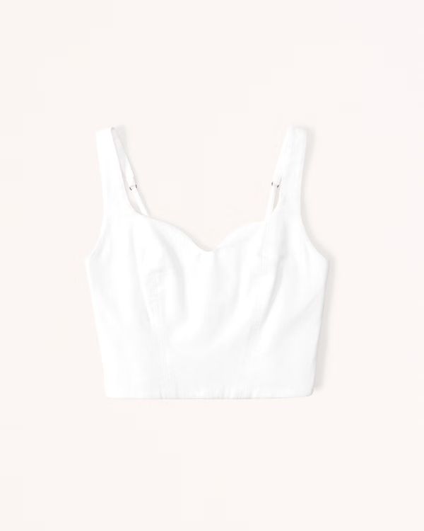 Linen-Blend Notch-Neck Set Top | Abercrombie & Fitch (US)