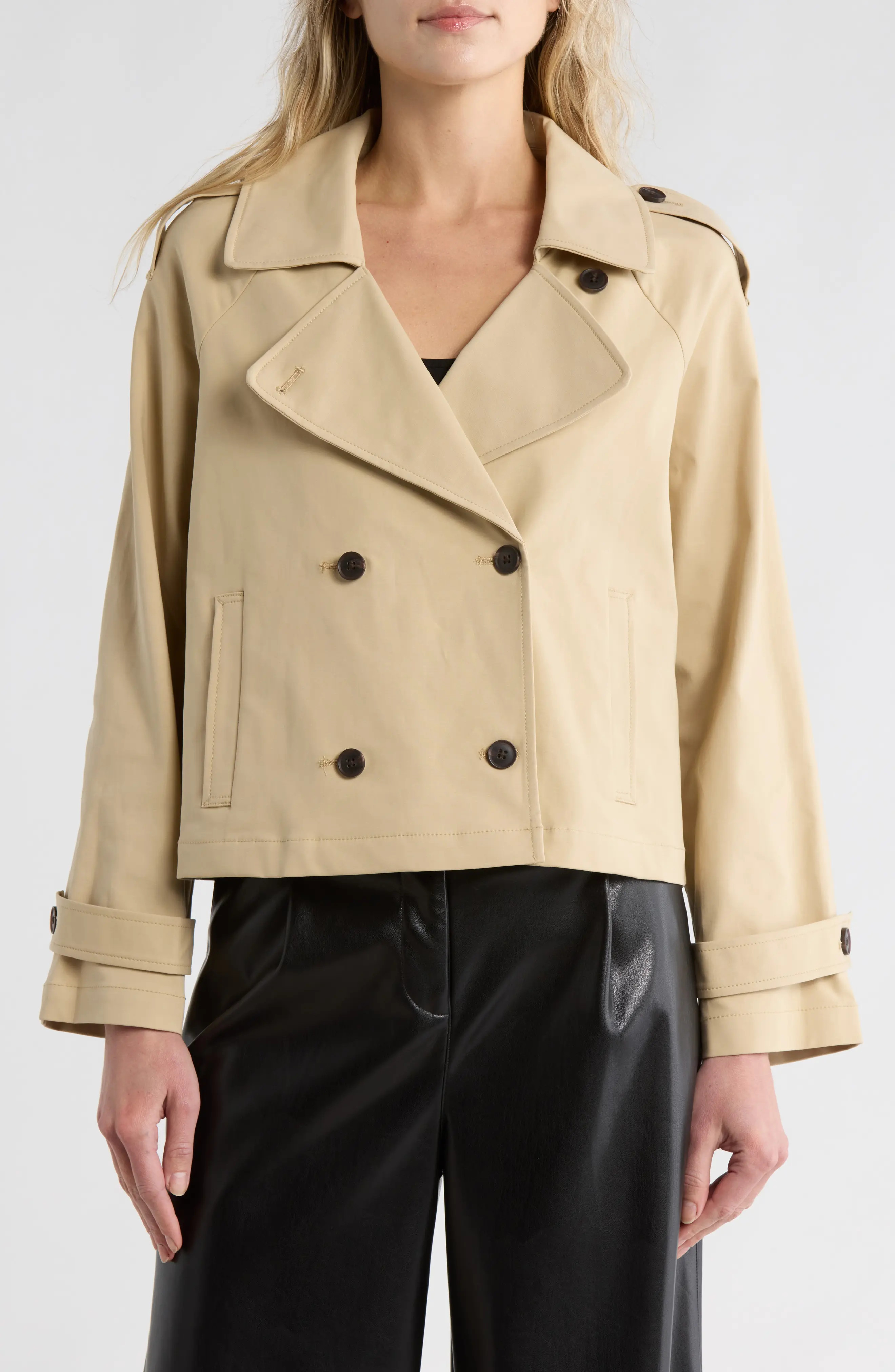 Double Breasted Crop Trench (Women) | Nordstromrack | Nordstrom Rack