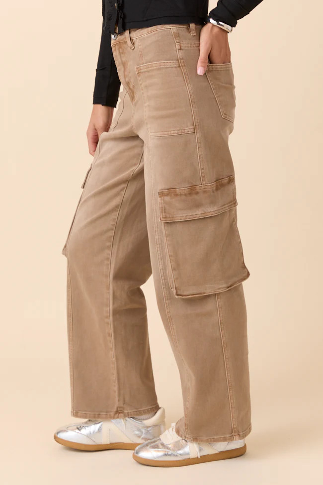 Edith Vintage Khaki High Rise Wide Leg Jeans SALE | Pink Lily