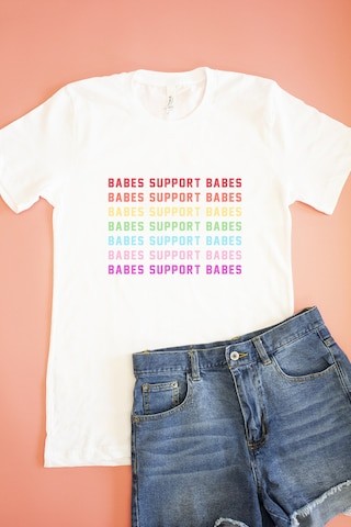 Babes Support Babes Rainbow Graphic Tee | The Pink Lily Boutique